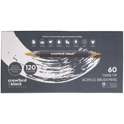 Crawford & Black Twin Tip Acrylic Brush Pens: Pack of 60 image number 1