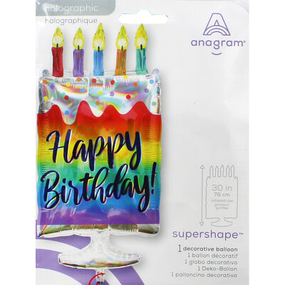 30 Inch Iridescent Cake Super Shape Helium Balloon image number 2