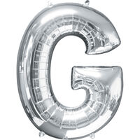 34 Inch Silver Letter G Helium Balloon