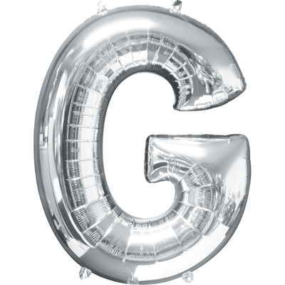 34 Inch Silver Letter G Helium Balloon image number 1