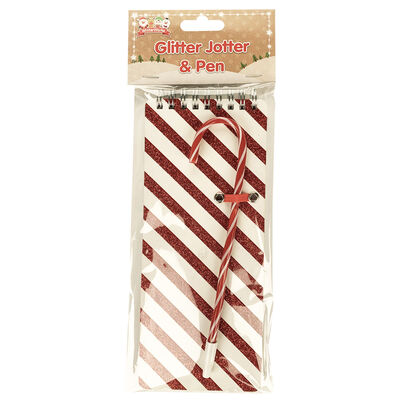 Candy Cane Glitter Notebook and Pen Set image number 1