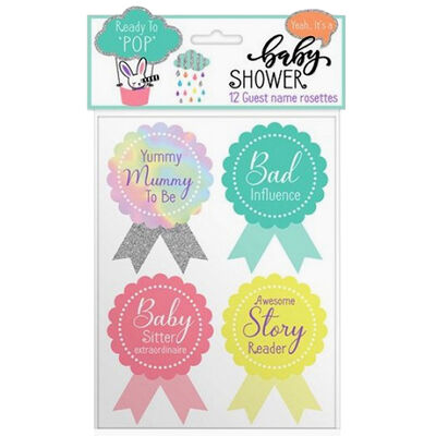 Baby Shower: Guest Name Rosette Stickers image number 1