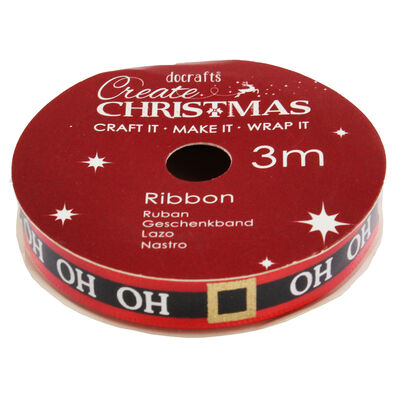 Ho Ho Ho Satin Christmas Ribbon - 3m image number 1