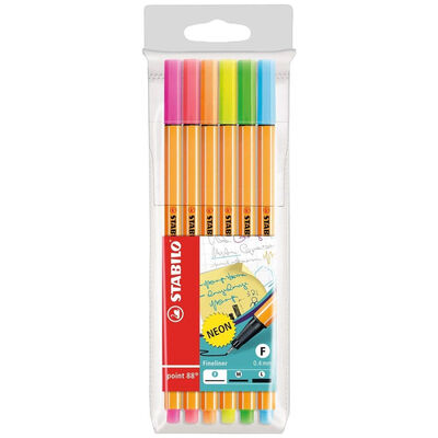 STABILO Fine Line Neon Coloured Pens: Pack of 6 image number 1