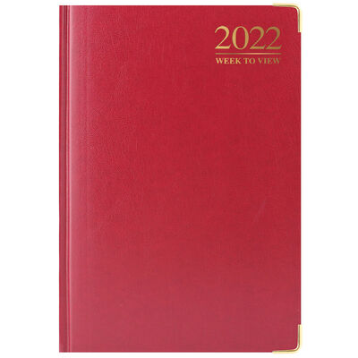 A5 Red Padded 2022 Week to View Diary image number 1