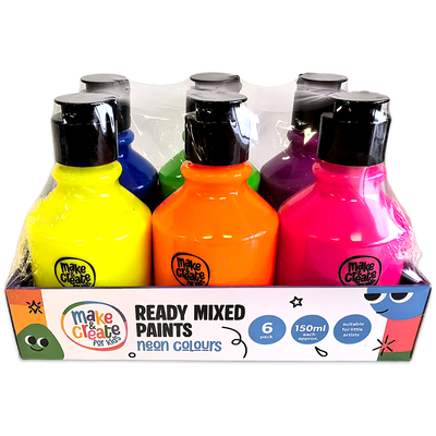 Ready Mixed Neon Paints: Pack of 6 image number 1