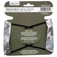 Grey Camo Reusable Face Mask