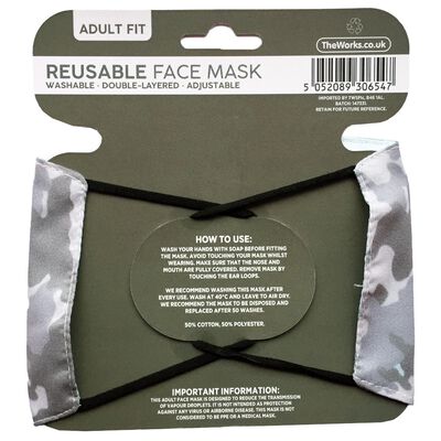 Grey Camo Reusable Face Mask image number 2