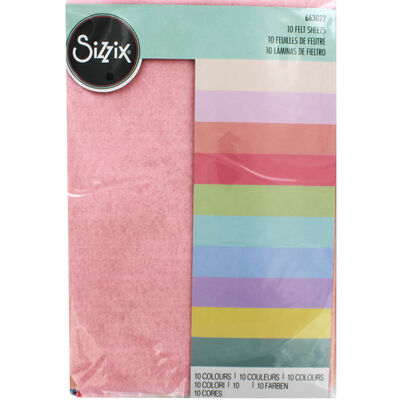 Sizzix A4 Pastel Felt Sheets: Pack of 10 image number 1