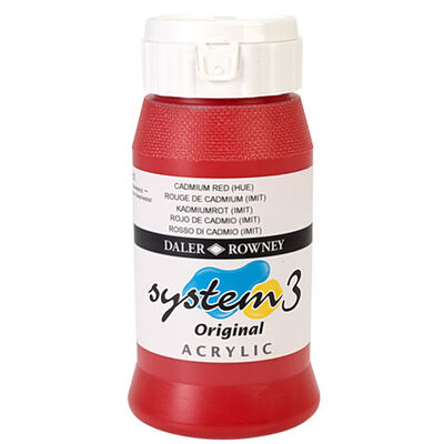 System 3 Acrylic Paint: Cadmium Red 500ml image number 1
