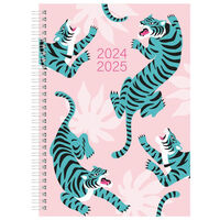 A5 Week To View Pink & Blue Tiger 2024-2025 Academic Diary