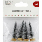 Silver Glittered Christmas Trees - Pack of 4 image number 1