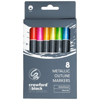 Crawford & Black Metallic Outline Markers: Pack of 8 image number 1