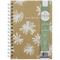 A5 Kraft White Flower Notebook
