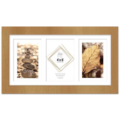 Natural 3 Aperture Photo Frame: 4&rdquo; x 6&rdquo; image number 1
