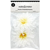 White Flower Embellishments: Pack of 2
