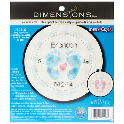Cross Stitch Kit: Baby Footprints image number 1