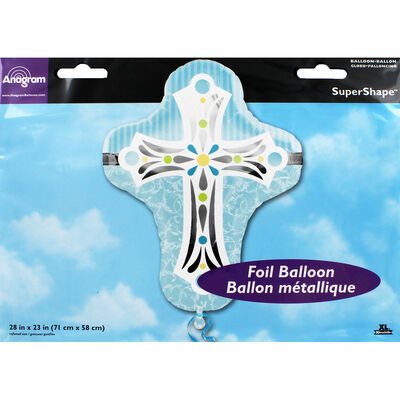 28 Inch Blue Cross Super Shape Helium Balloon image number 2