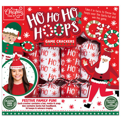 Santa&rsquo;s HO HO HO Hoops Christmas Game Crackers: Pack of 6 image number 1