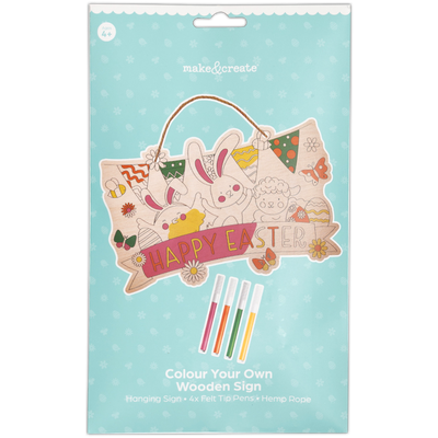 Colour Your Own Happy Easter Wooden Sign image number 1