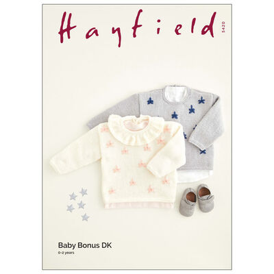Hayfield Baby Bonus DK: Embroidered Star Sweater Knitting Pattern 5420 image number 1