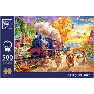 Chasing The Train 500 Piece Jigsaw Puzzle image number 1