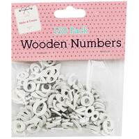 White Wooden Numbers: Pack of 150