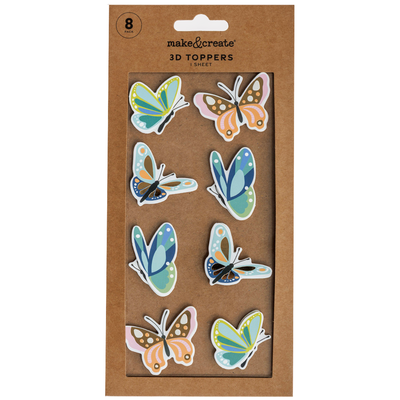 Butterflies 3D Toppers Stickers: Pack of 8 image number 3