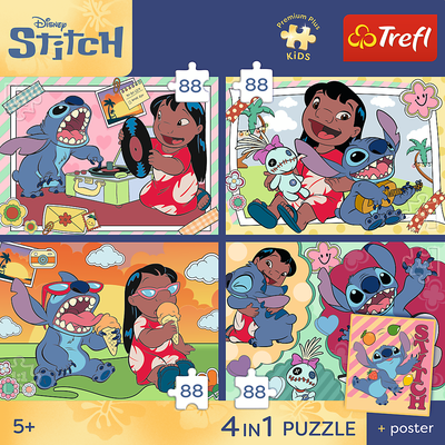 Disney Stitch 4 x 88 Piece Jigsaw Puzzle Set image number 7