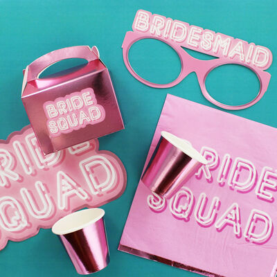Pink Bride Squad Party Glasses - 9 Pack image number 4