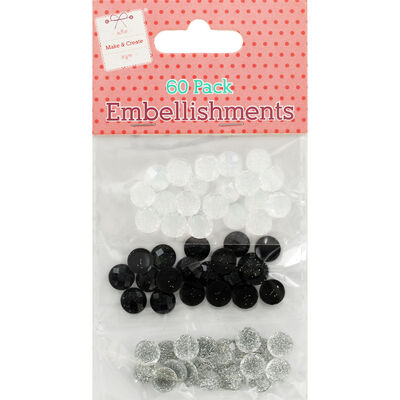 Black Silver Mini Dome Embellishments - 60 Pack image number 1