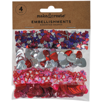 Assorted Heart Craft Gems: Pack of 4