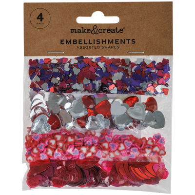 Assorted Heart Craft Gems: Pack of 4 image number 1
