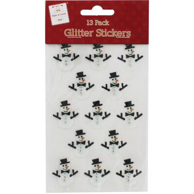 Glitter Snowman Stickers: Pack of 13 image number 1