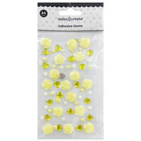 Yellow Adhesive Gems: Pack of 64