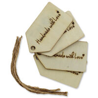 Handmade with Love Wooden Tags: Pack of 4