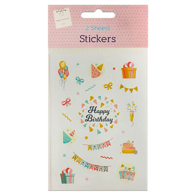 birthday stickers 2 sheets the works