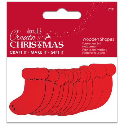 Christmas Stockings Wooden Shapes: Pack of 12 image number 1