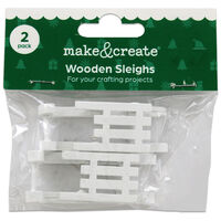 White Wooden Sleighs: Pack of 2