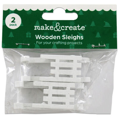 White Wooden Sleighs: Pack of 2 image number 1