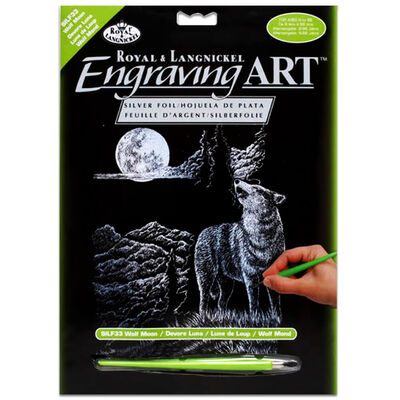 Engraving Art Set: Wolf and Full Moon image number 1