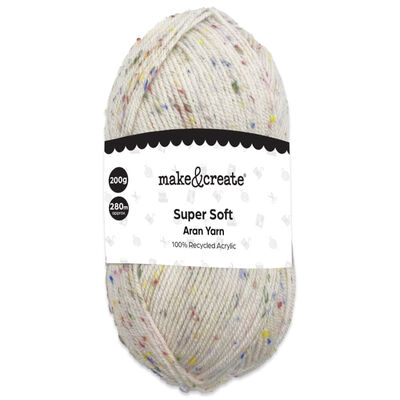 Super Soft Acrylic Yarn: Speckled White 200g image number 1