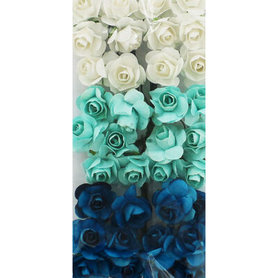36 Blue Paper Flowers image number 2