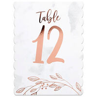 Rose Gold Leaf Table Numbers: Pack of 12