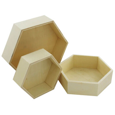 Wooden Hexagon Trays: Set of 3 image number 2