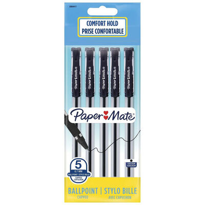 Papermate Black Ballpoint Pens: Pack of 5 image number 1