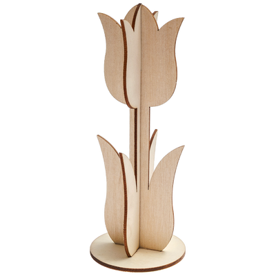 Wooden 3D Flower Tulip image number 1