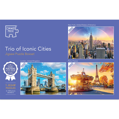 Trio of Iconic Cities 3 x 1000 Piece Jigsaw Puzzles image number 1