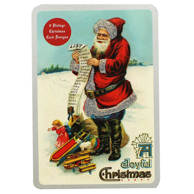 8 Vintage Christmas Cards in Tin - Santa List image number 1