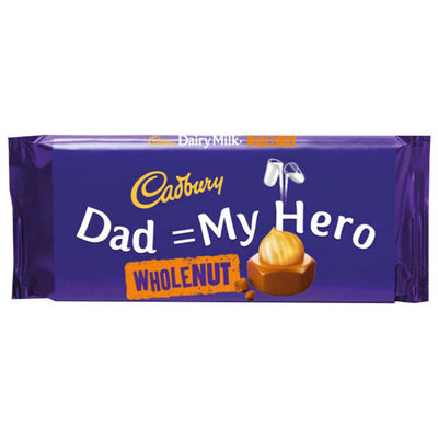 Cadbury Dairy Milk Whole Nut Chocolate Bar 120g - Dad = My Hero image number 1